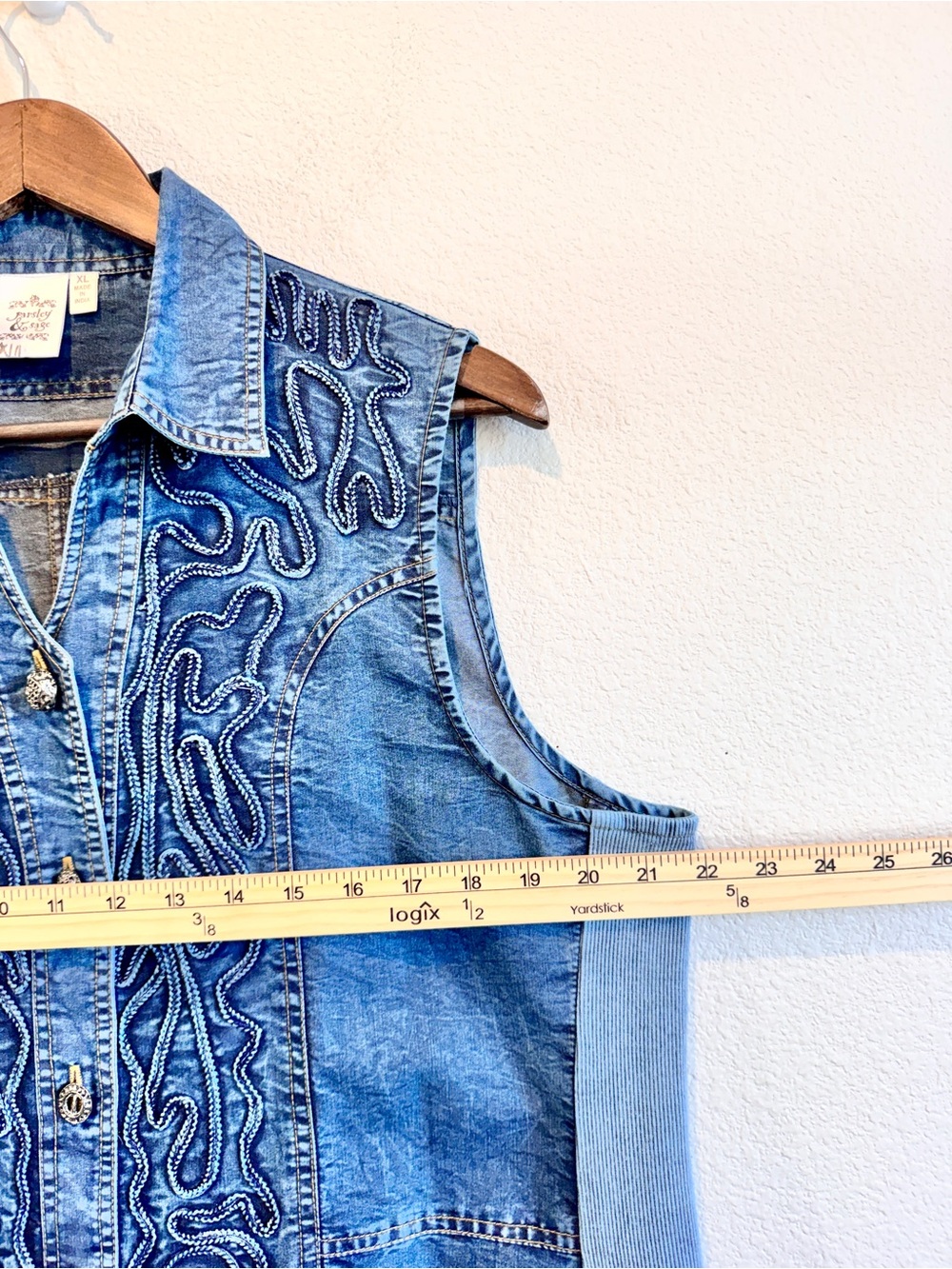 Parsley & Sage XL Denim Vest Embroidered Western Cowgirl Artsy Festival Boho J79 - Picture 7 of 10